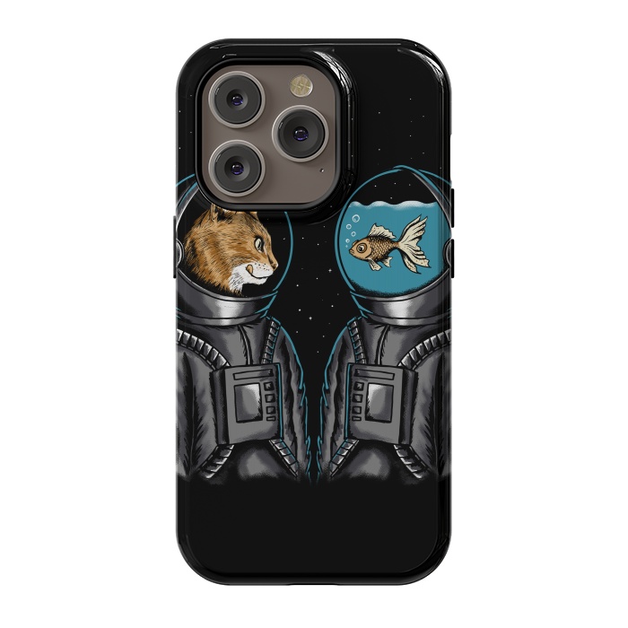 iPhone 14 Pro StrongFit Astronaut cat and fish by Coffee Man