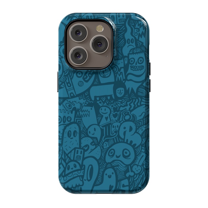 iPhone 14 Pro StrongFit Blue Doodle by Wotto