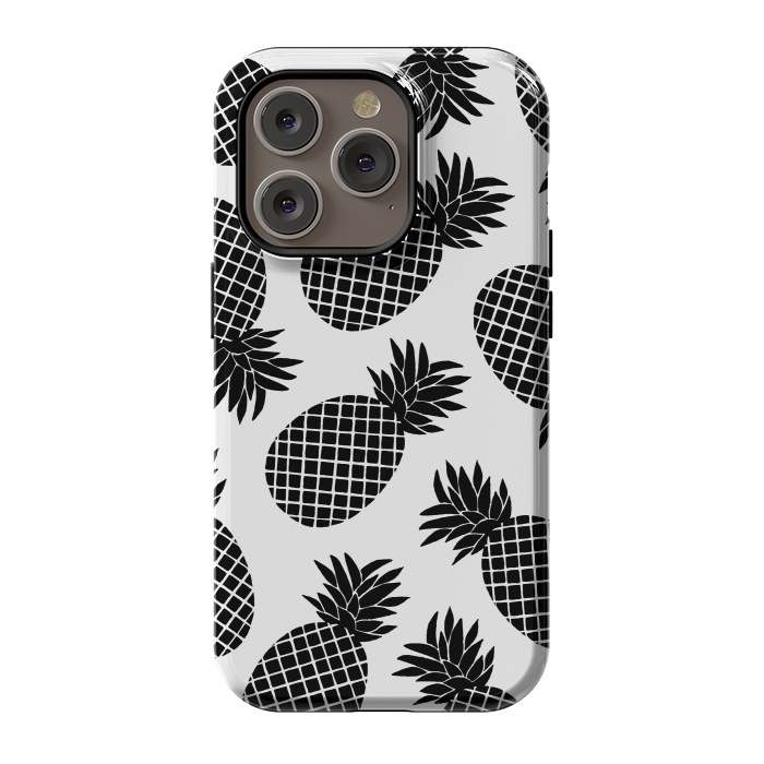 iPhone 14 Pro StrongFit Pineapple In Black  by Amaya Brydon