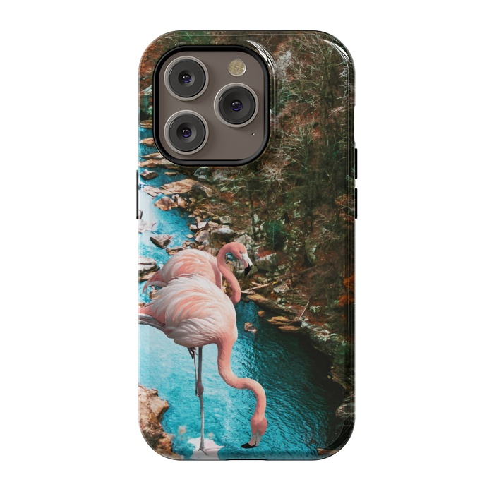 iPhone 14 Pro StrongFit Flamingo Forest by Uma Prabhakar Gokhale