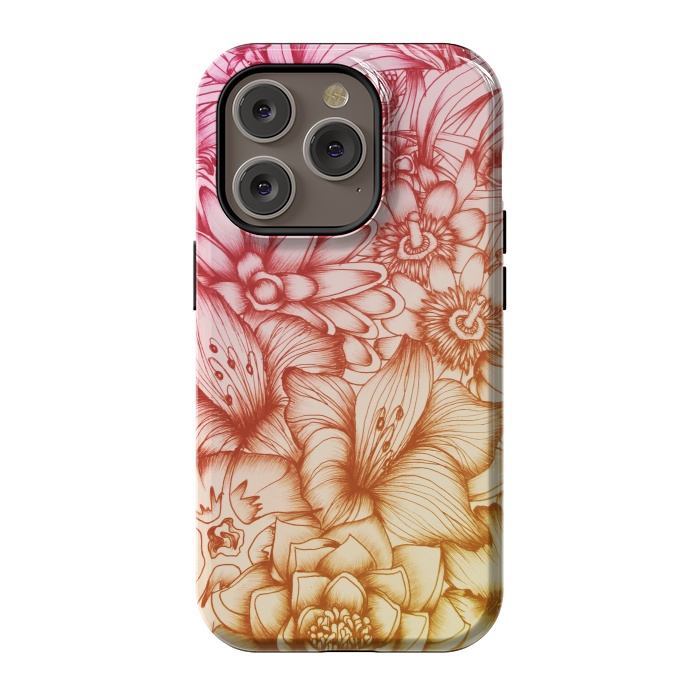 iPhone 14 Pro StrongFit Tropical Flowers by ECMazur 
