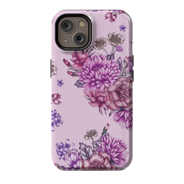 iPhone 14 StrongFit Pink Vintage Florals by ECMazur 