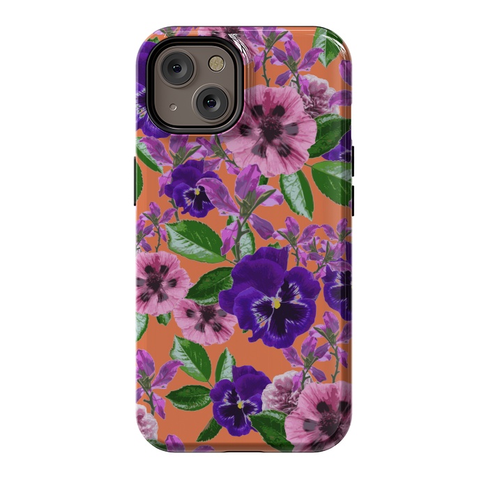 iPhone 14 StrongFit Orange Floral Garden by Zala Farah