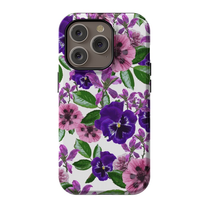 iPhone 14 Pro StrongFit White Floral Garden by Zala Farah