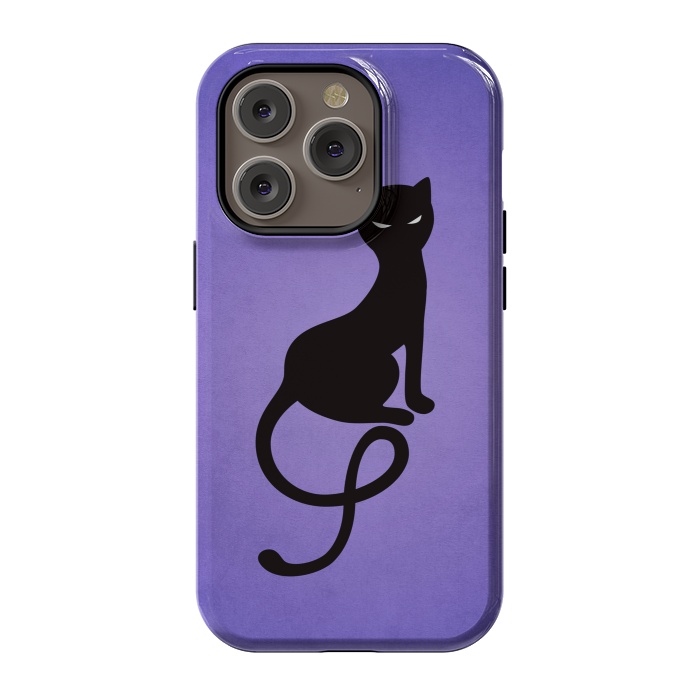 iPhone 14 Pro StrongFit Purple Gracious Evil Black Cat by Boriana Giormova