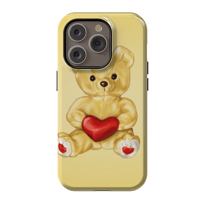 iPhone 14 Pro StrongFit Cute Teddy Bear Hypnotist With Heart by Boriana Giormova