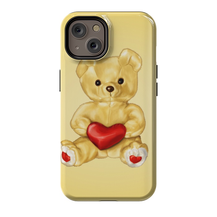 iPhone 14 StrongFit Cute Teddy Bear Hypnotist With Heart by Boriana Giormova