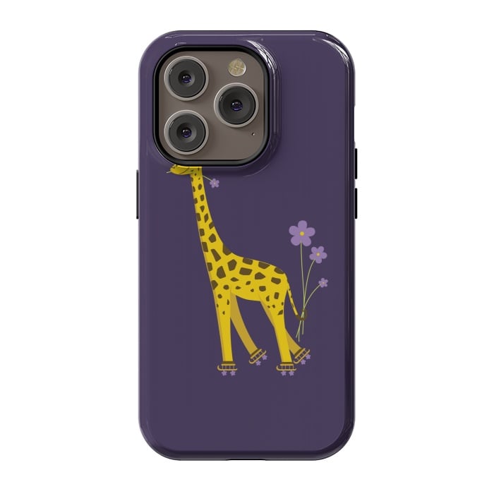 iPhone 14 Pro StrongFit Cute Funny Rollerskating Giraffe by Boriana Giormova