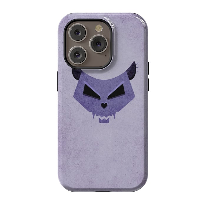 iPhone 14 Pro StrongFit Purple Evil Cat Skull by Boriana Giormova