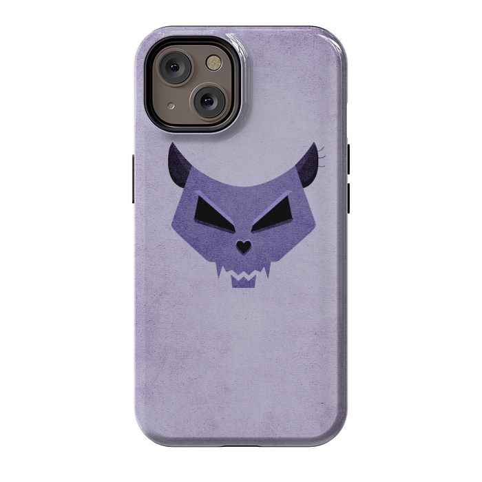 iPhone 14 StrongFit Purple Evil Cat Skull by Boriana Giormova
