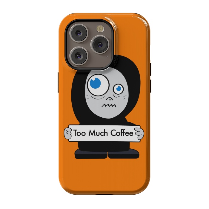 iPhone 14 Pro StrongFit Funny Cartoon Character Too Much Coffee by Boriana Giormova