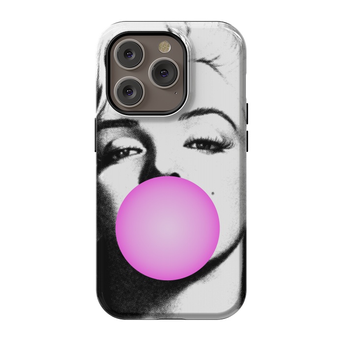 iPhone 14 Pro StrongFit Marilyn Chewing Gum Bubble by Mitxel Gonzalez