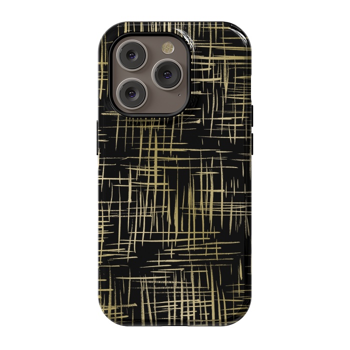 iPhone 14 Pro StrongFit Crosshatch Black by Caitlin Workman