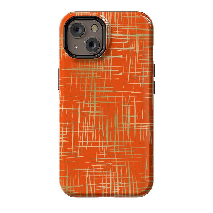 iPhone 14 StrongFit Crosshatch Red by Caitlin Workman