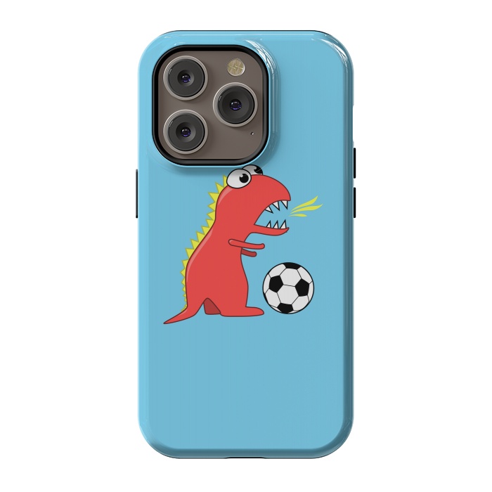 iPhone 14 Pro StrongFit Funny Cartoon Dinosaur Soccer Player by Boriana Giormova