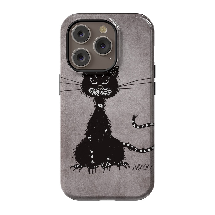 iPhone 14 Pro StrongFit Ragged Evil Black Cat by Boriana Giormova