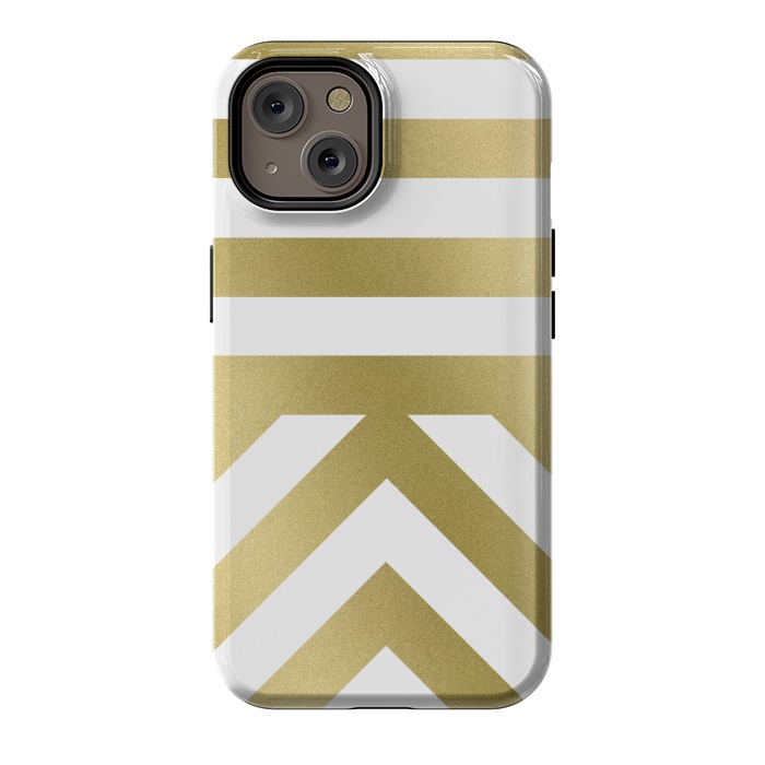 iPhone 14 StrongFit Gold Chevron Stripes by Caitlin Workman
