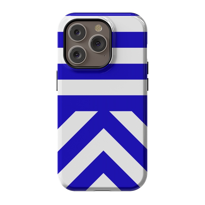 iPhone 14 Pro StrongFit Blue Stripes by Caitlin Workman