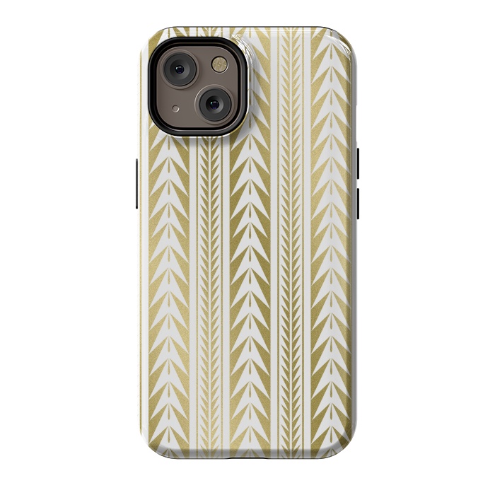 iPhone 14 StrongFit Edgy Gold Stripes by Caitlin Workman