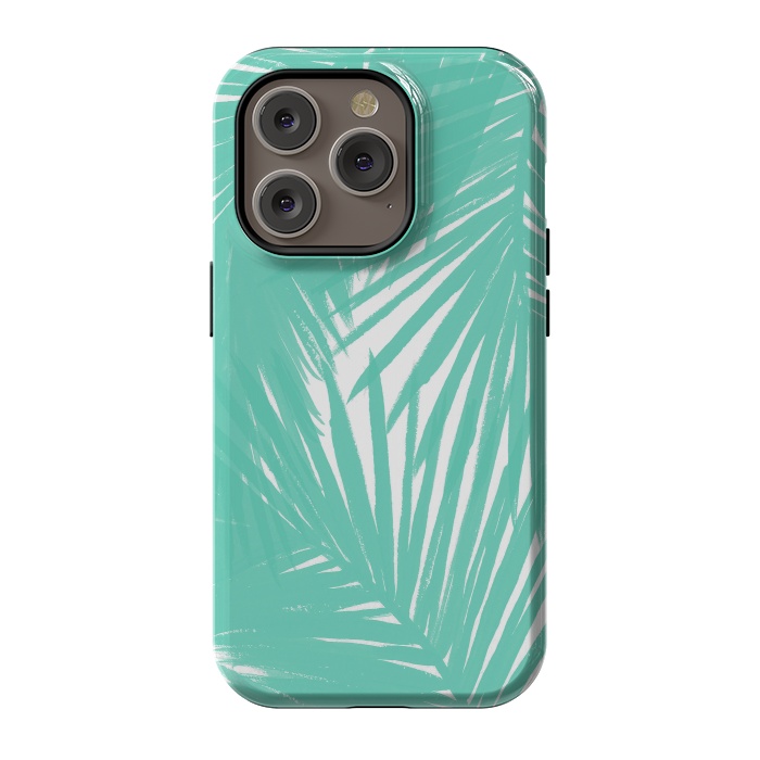 iPhone 14 Pro StrongFit Palms Teal by Caitlin Workman