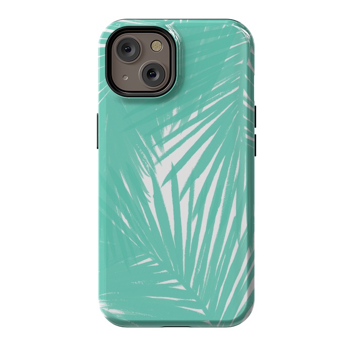 iPhone 14 StrongFit Palms Teal by Caitlin Workman