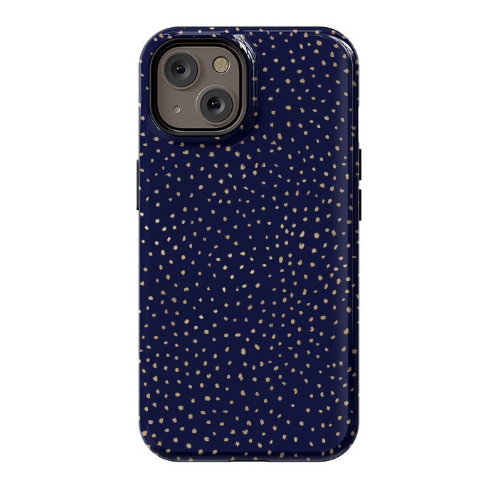 iPhone 14 StrongFit Dotted Gold and Navy by Caitlin Workman