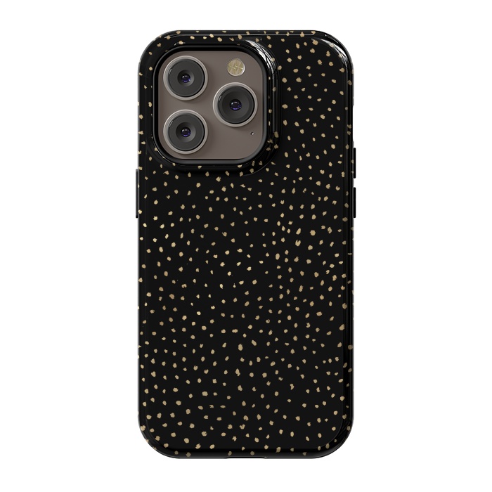 iPhone 14 Pro StrongFit Dotted Gold and Black by Caitlin Workman