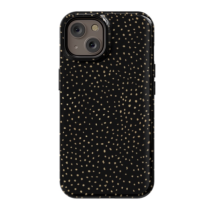 iPhone 14 StrongFit Dotted Gold and Black by Caitlin Workman