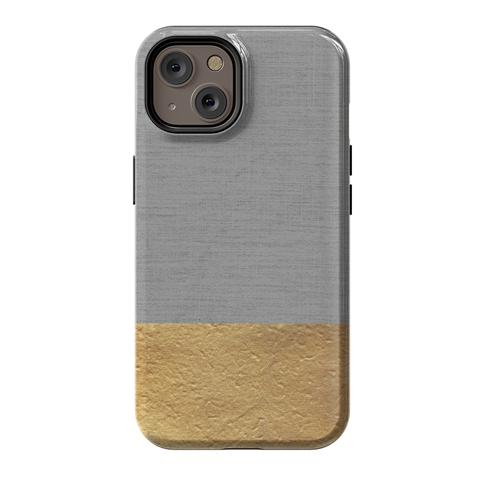 iPhone 14 StrongFit Color Blocked Gold and Grey by Caitlin Workman