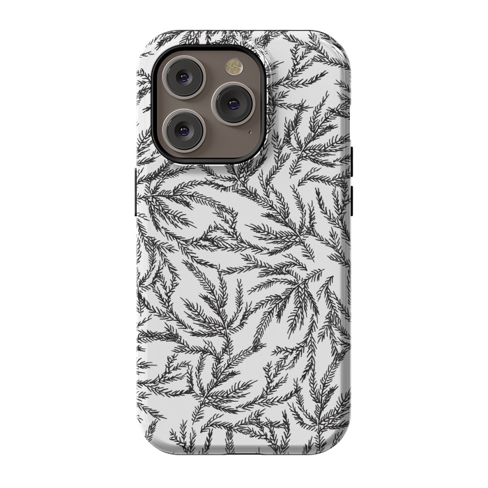 iPhone 14 Pro StrongFit Black Coral Ferns by Caitlin Workman