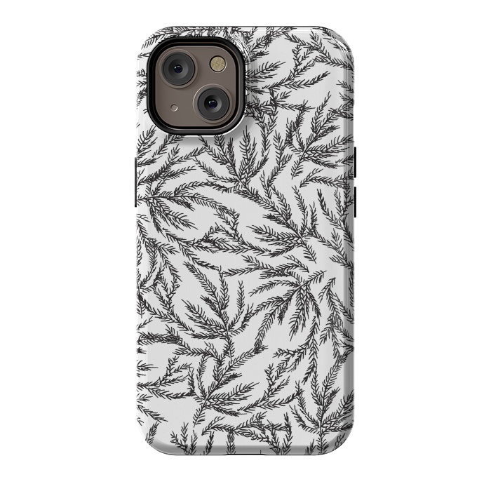 iPhone 14 StrongFit Black Coral Ferns by Caitlin Workman