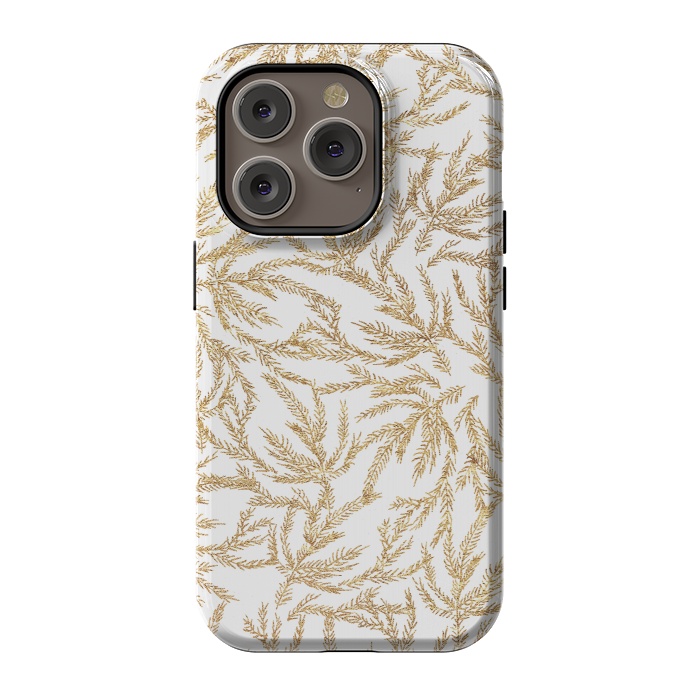 iPhone 14 Pro StrongFit Gold Ferns by Caitlin Workman