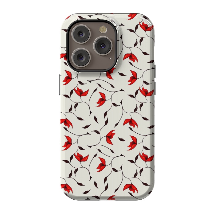 iPhone 14 Pro StrongFit Beautiful Strange Red Flowers Pattern by Boriana Giormova