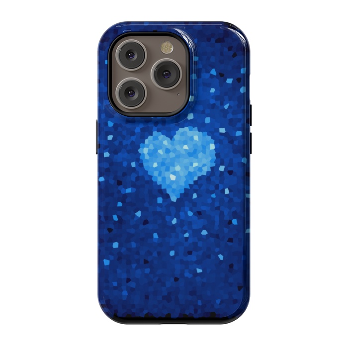 iPhone 14 Pro StrongFit Winter Blue Crystal Heart by Boriana Giormova