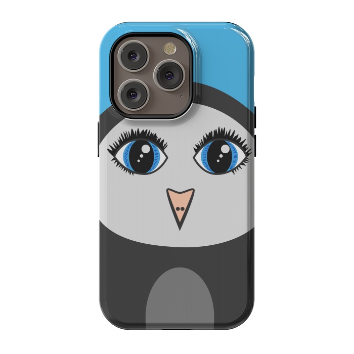 iPhone 14 Pro StrongFit Cute Cartoon Geometric Penguin Face by Boriana Giormova