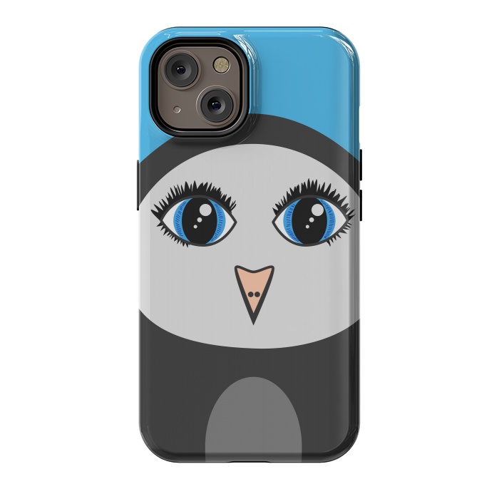 iPhone 14 StrongFit Cute Cartoon Geometric Penguin Face by Boriana Giormova