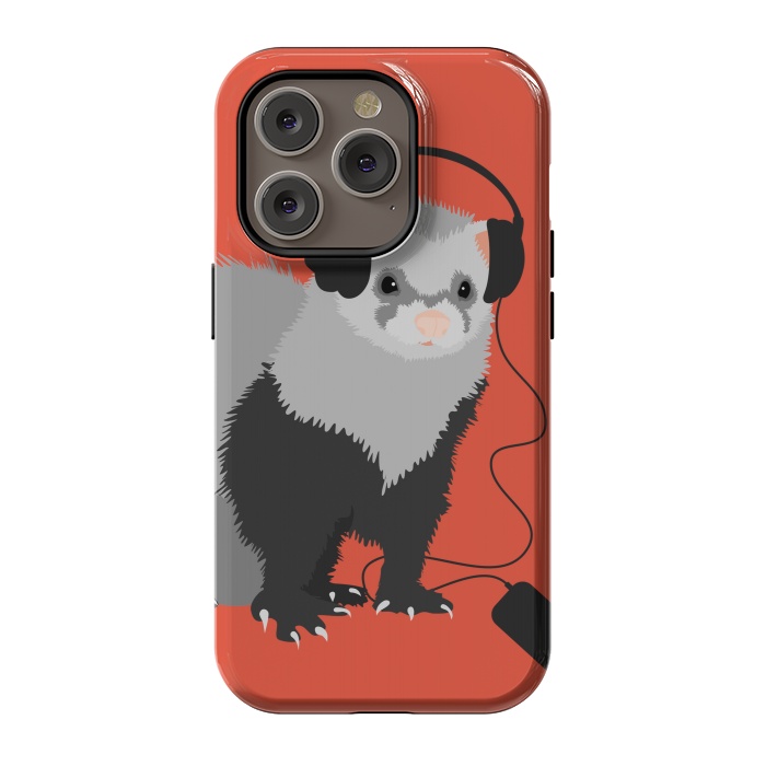 iPhone 14 Pro StrongFit Funny Music Lover Ferret by Boriana Giormova