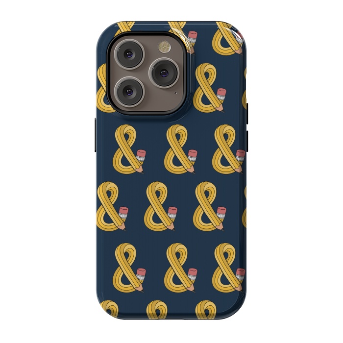 iPhone 14 Pro StrongFit Ampersand pencil pattern by Coffee Man
