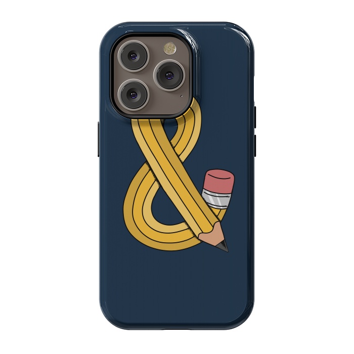 iPhone 14 Pro StrongFit Ampersand pencil blue by Coffee Man