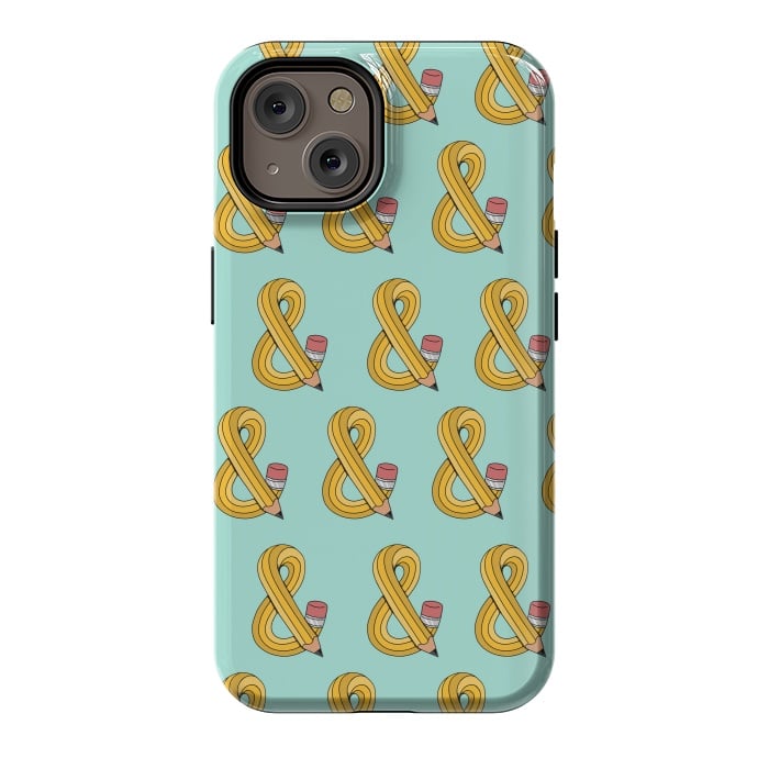 iPhone 14 StrongFit Ampersand Pencil Pattern Green by Coffee Man