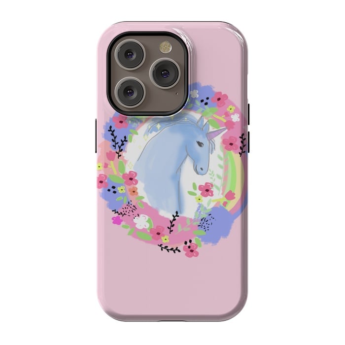 iPhone 14 Pro StrongFit Pink Unicorn by MUKTA LATA BARUA