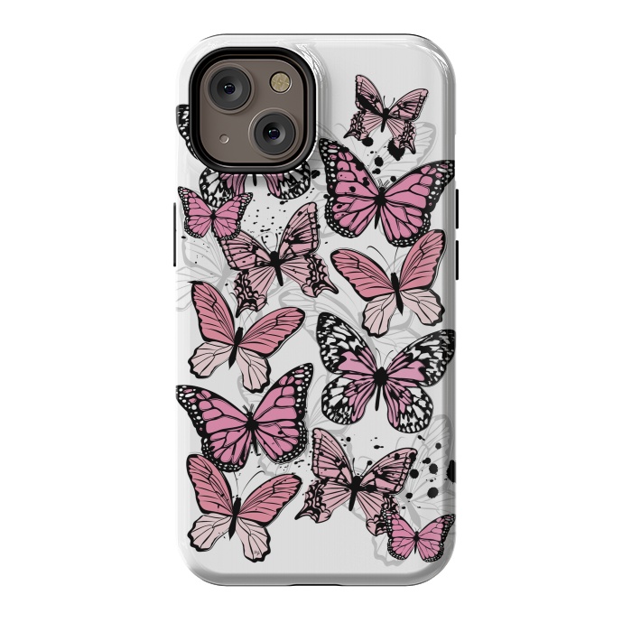 iPhone 14 StrongFit Stylish Pink Butterflies by Martina
