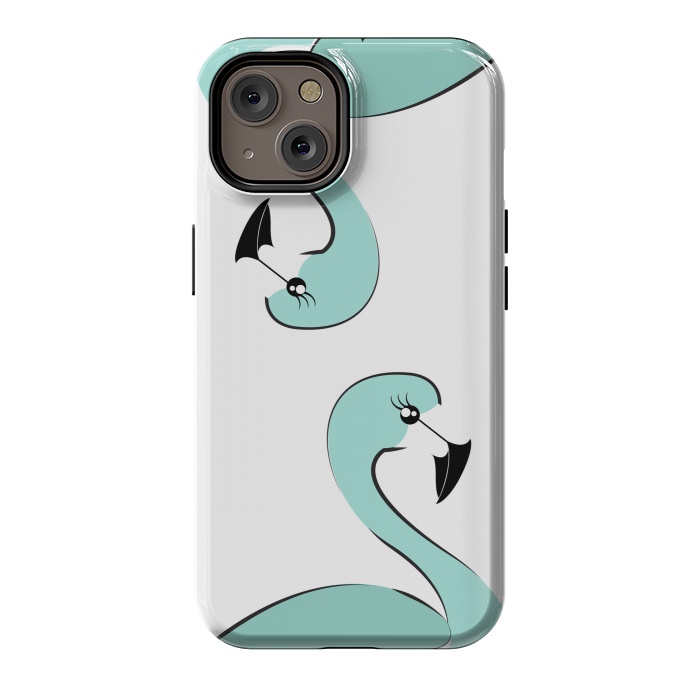 iPhone 14 StrongFit Mint Flamingo by Martina