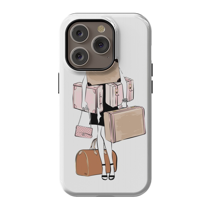 iPhone 14 Pro StrongFit Woman with luggage by Martina