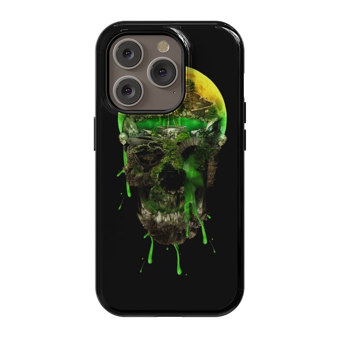 iPhone 14 Pro StrongFit Haunted Skull by Riza Peker