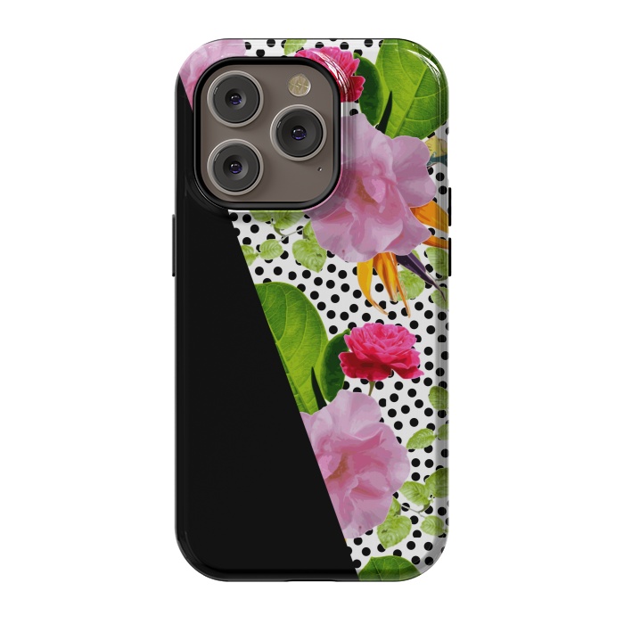 iPhone 14 Pro StrongFit Dark Floral Polka by Zala Farah