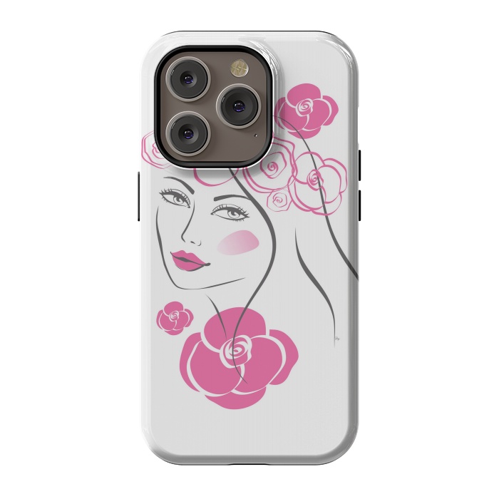 iPhone 14 Pro StrongFit Pink Rose Lady by Martina
