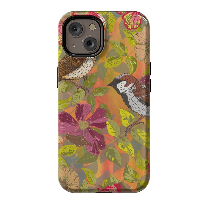 iPhone 14 StrongFit Sparrow and Wild Rose by Lotti Brown