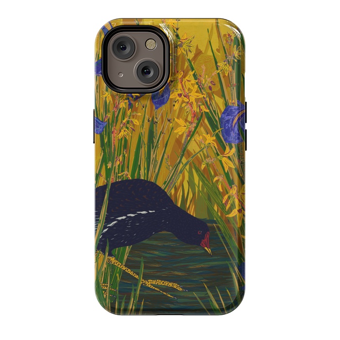 iPhone 14 StrongFit Moorhen and Iris by Lotti Brown