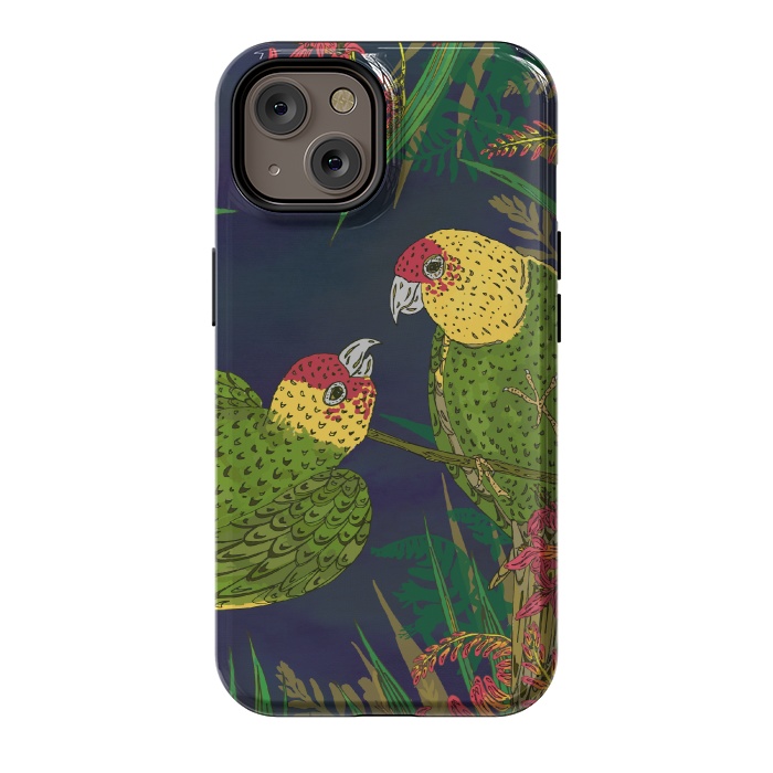 iPhone 14 StrongFit Parakeets in Paradise by Lotti Brown